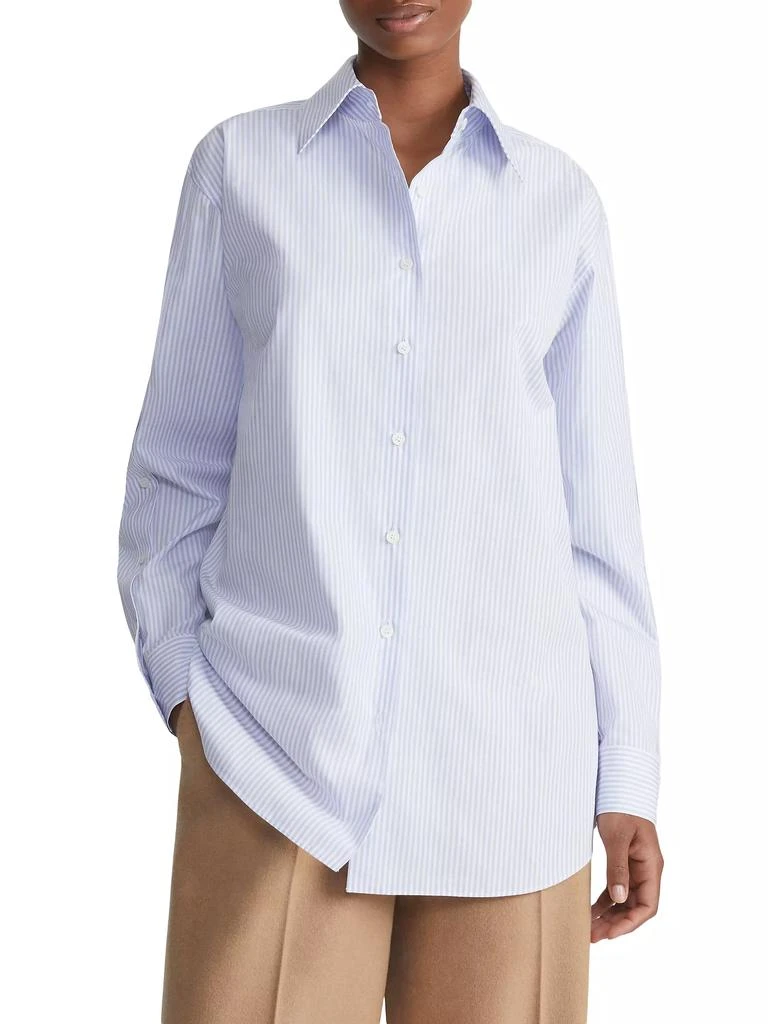 Lafayette 148 New York Striped Cotton Poplin Oversized Shirt 4