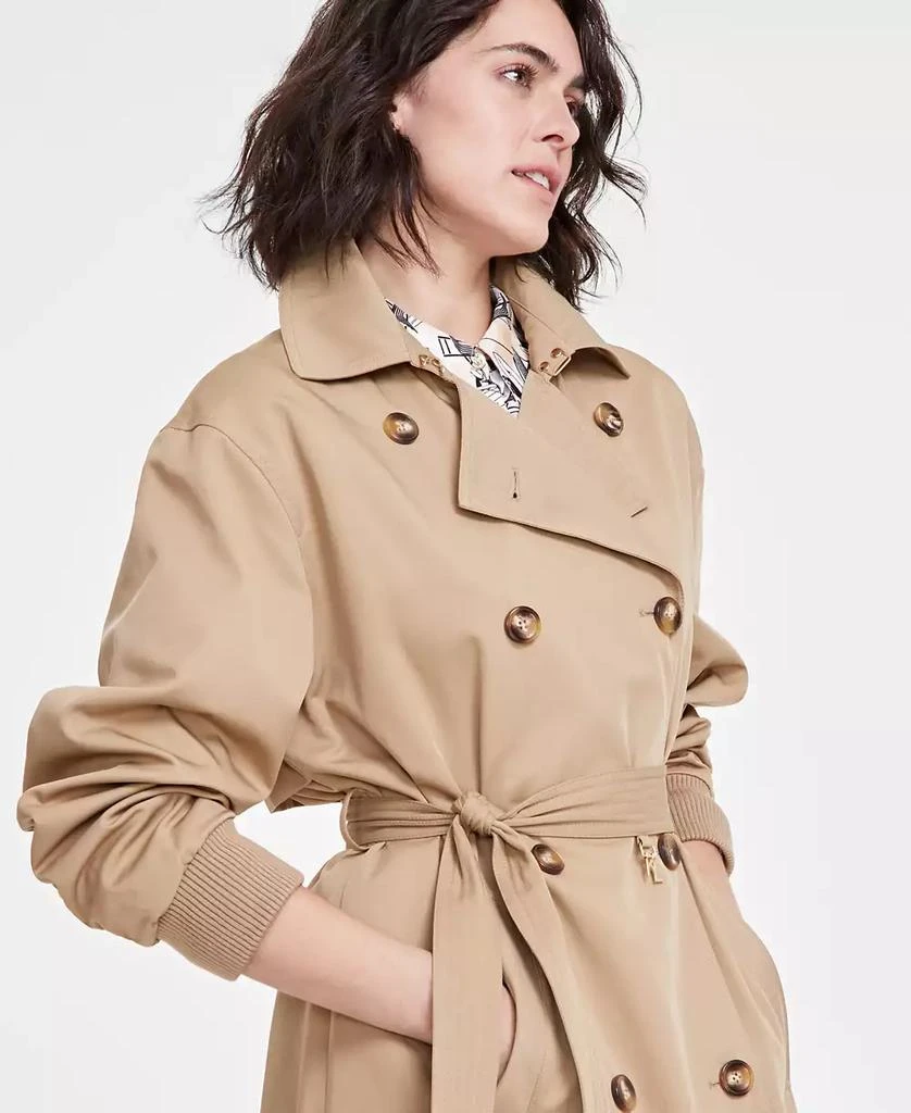 Karl Lagerfeld Paris Women
s Ruched-Sleeve Trench Coat 3