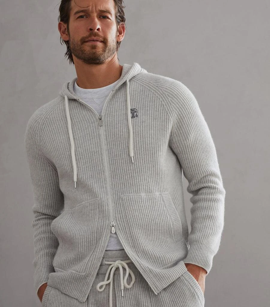 Brunello Cucinelli Cashmere Rib-Knit Hooded Cardigan 5