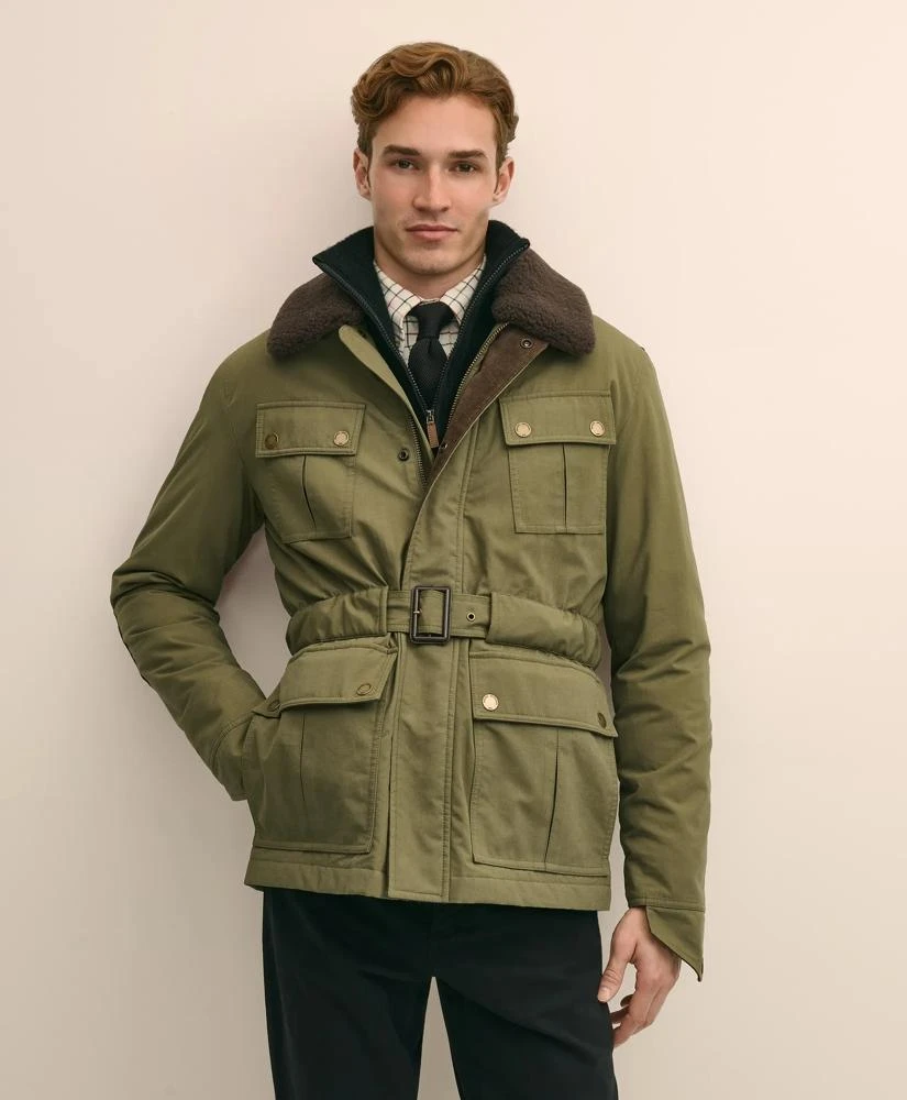 Cotton Field Jacket With Removable Shearling Collar