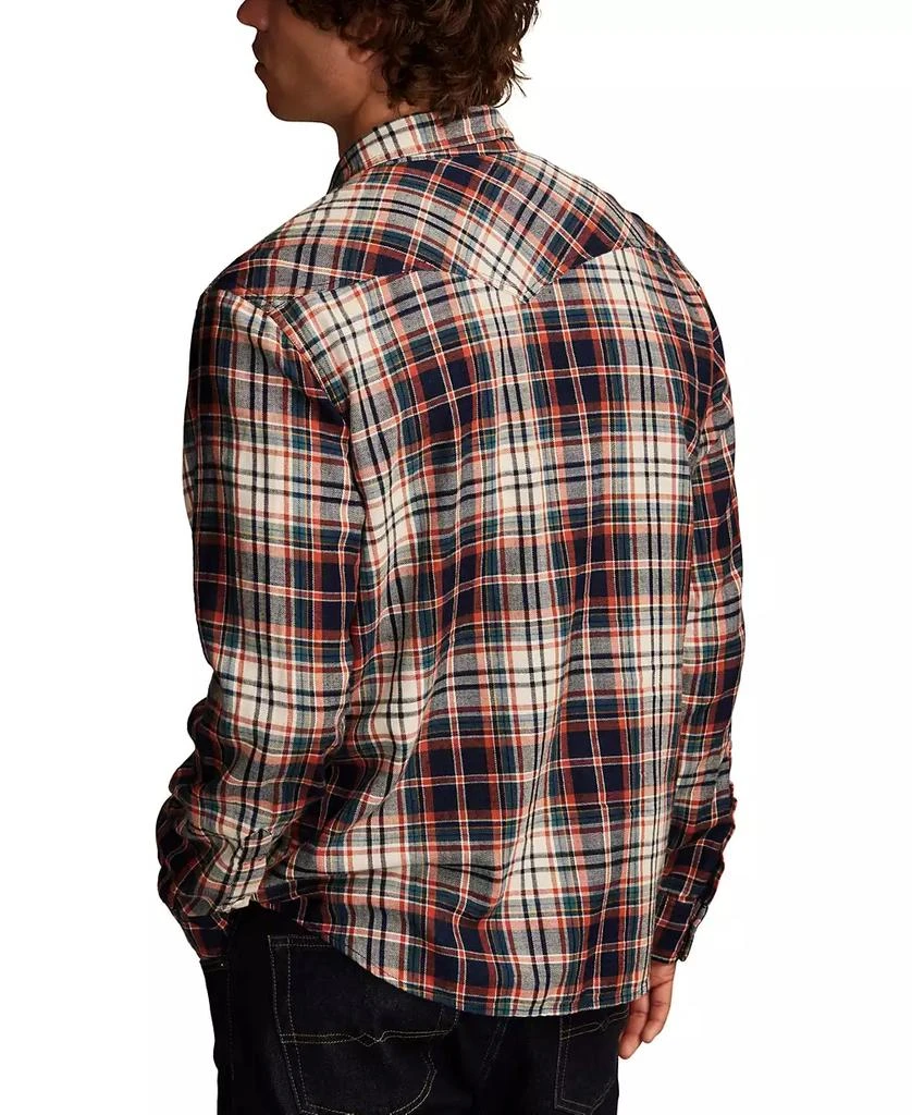 Lucky Brand Men's Indigo Plaid Western Long Sleeve Shirt 3