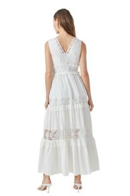 Endless Rose - Sleeveless Lace Mixed Long Dress White / L Endless Rose - Sleeveless Lace Mixed Long Dress White / L