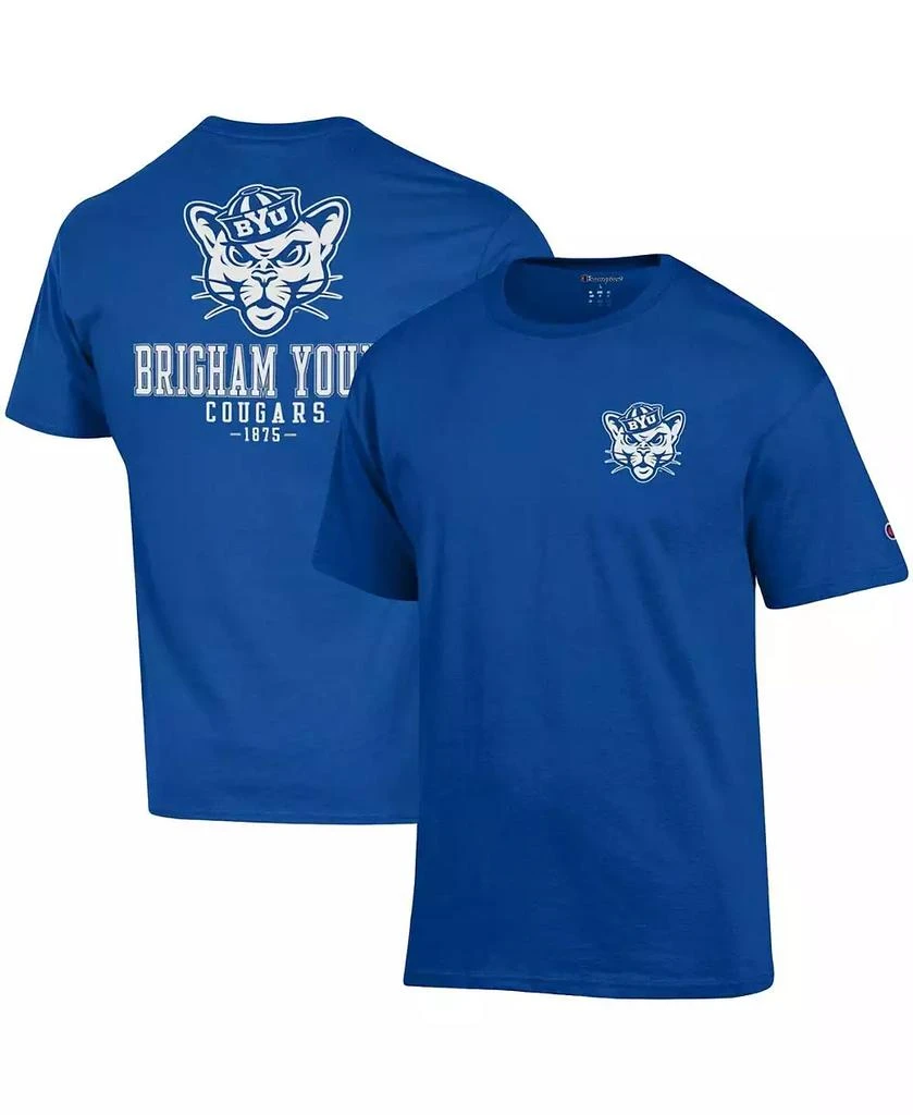 CHAMPION Men's Royal BYU Cougars Stack 2-Hit T-shirt 1