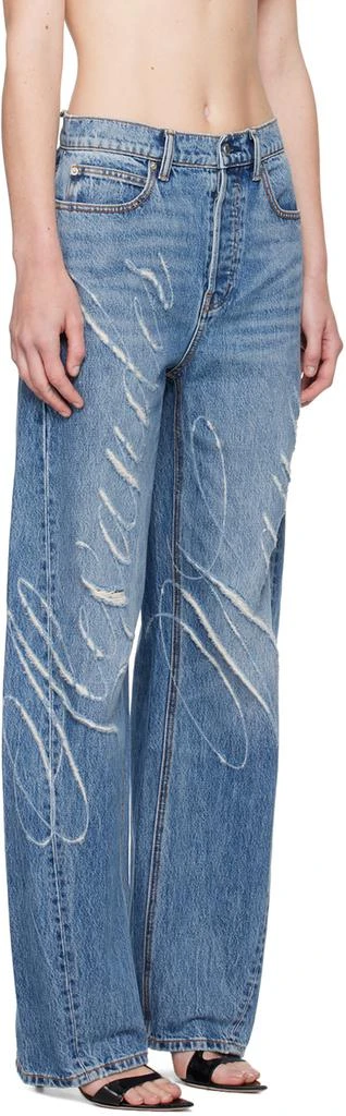 Shop Blue Laser-Distressed Logo Jeans on Sale at BeyondStyle – Get