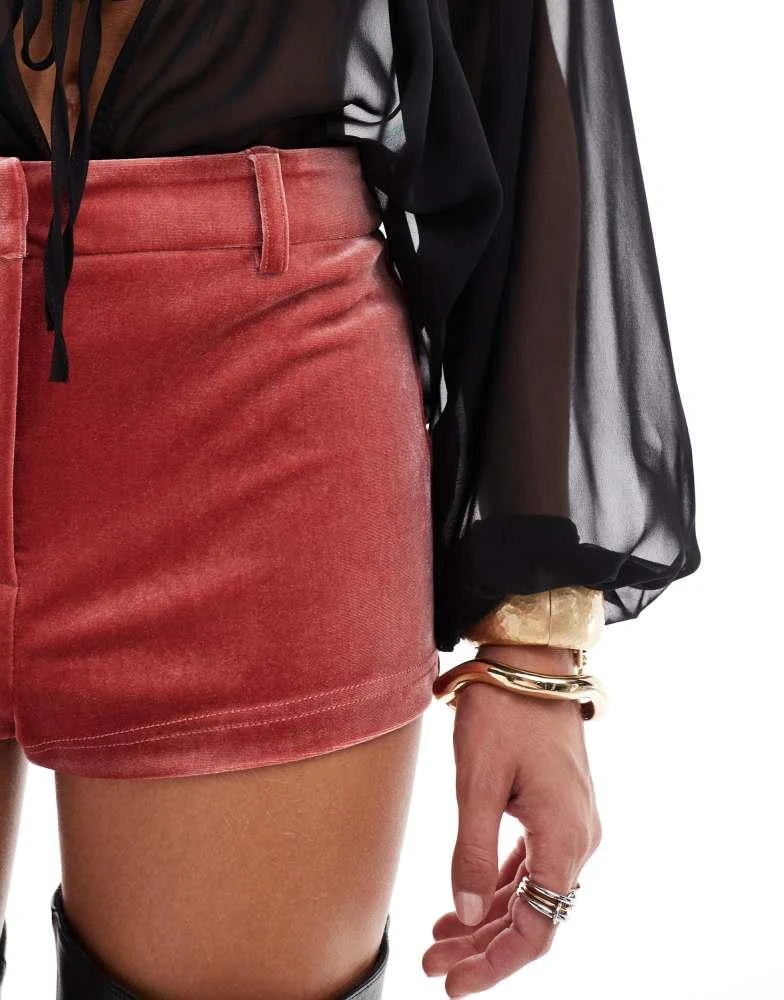 ASOS ASOS DESIGN velvet tailored micro short in rose 3