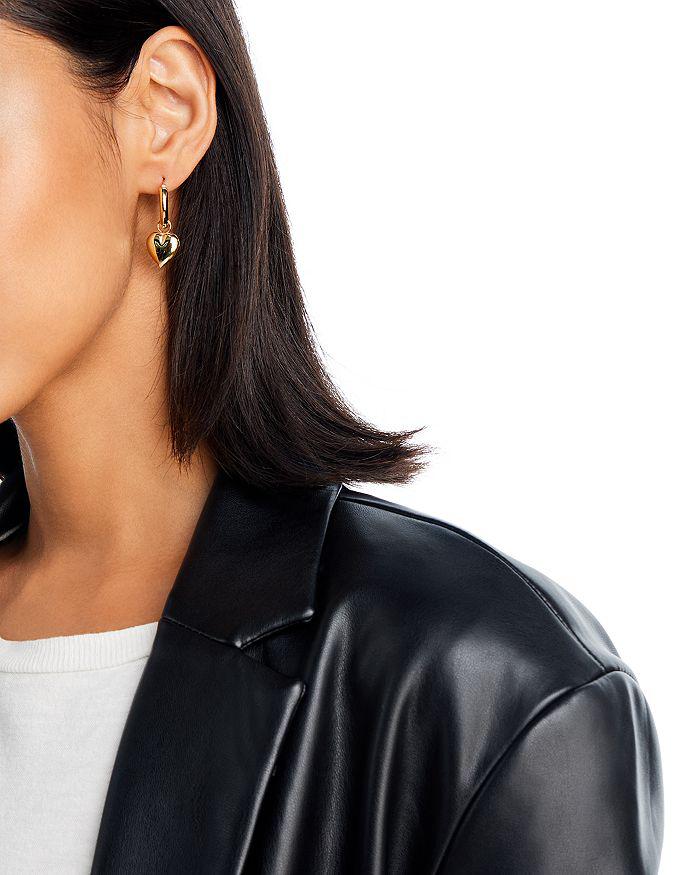 Bloomingdale's Polished Heart Dangle Hoop Earrings in 14K Yellow Gold