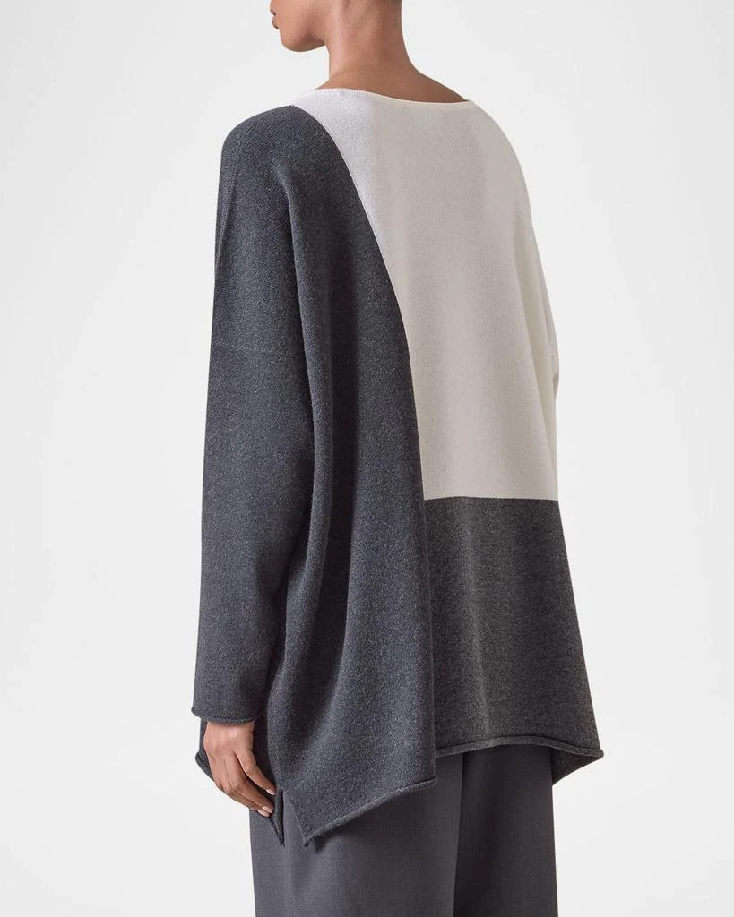 Eskandar Color Block Cashmere Bateau-Neck Sweater (Long Length) 3