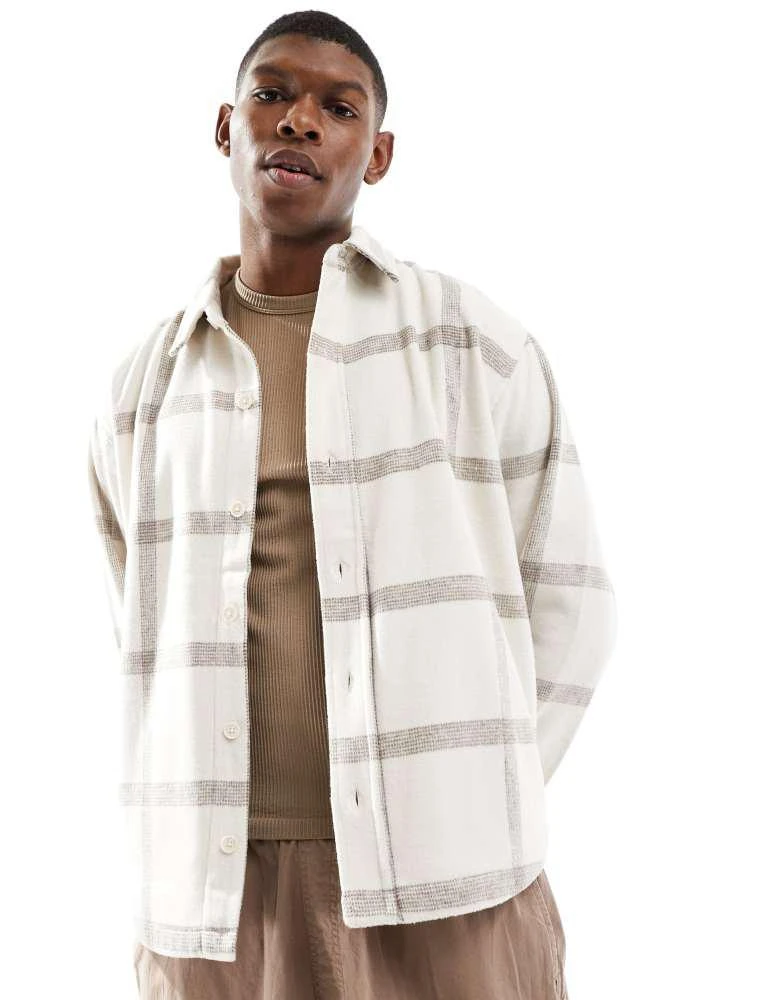 Pull&Bear Pull&Bear flannel check shirt in white 1