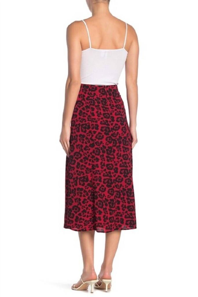 Abound Abound - Animal Print Flare High Rise Crepe Midi Skirt