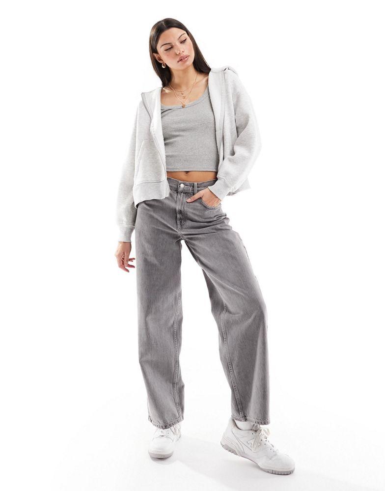 Hollister Hollister scoop neck long sleeve top in grey