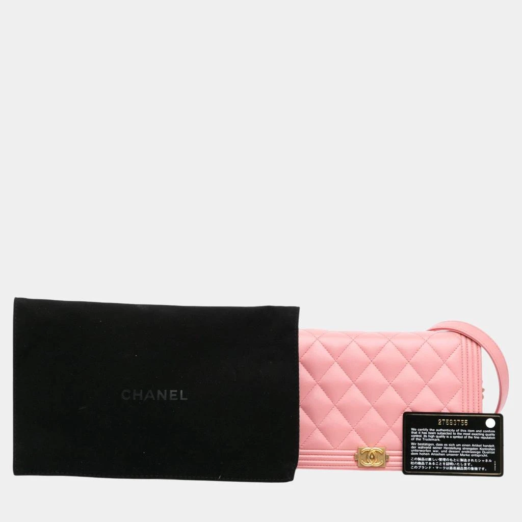 Chanel Chanel Pink Lambskin Boy Wallet On Chain 7