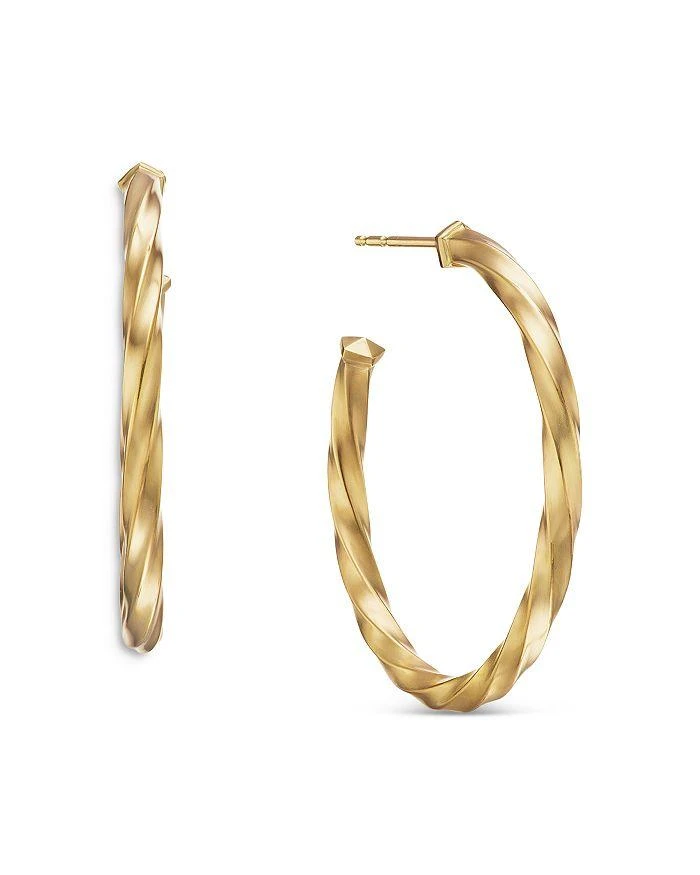 David Yurman Cable Edge Hoop Earrings in Recycled 18K Yellow Gold