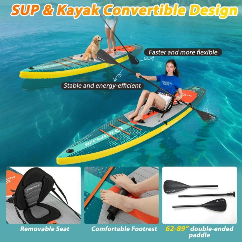 Hivvago 11 Feet Inflatable Stand Up Paddle Board with Kayak Seat for Adults-L 4