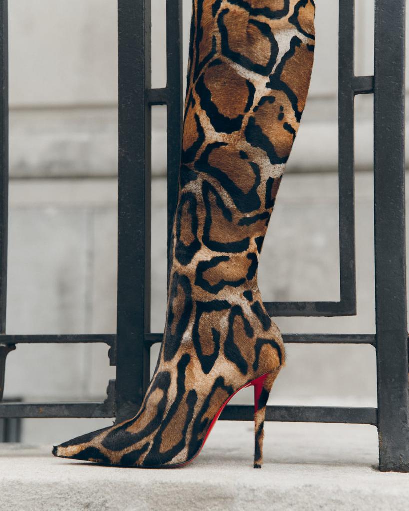 Christian Louboutin 100mm Miss Z Pony Bengali Calf Hair Knee-High