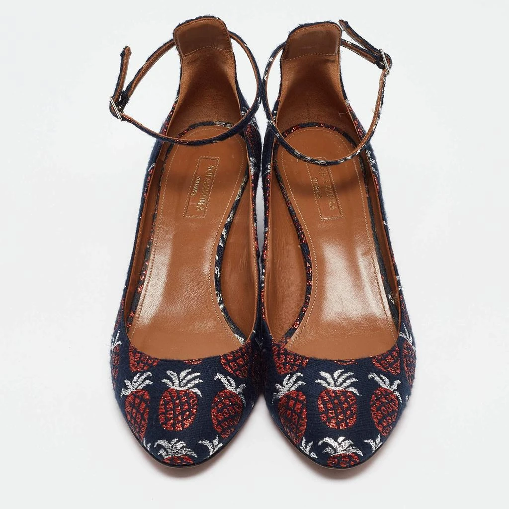 Aquazzura Aquazzura Multicolor Brocade Fabric Block Heel Ankle Strap Pumps Size 39 3