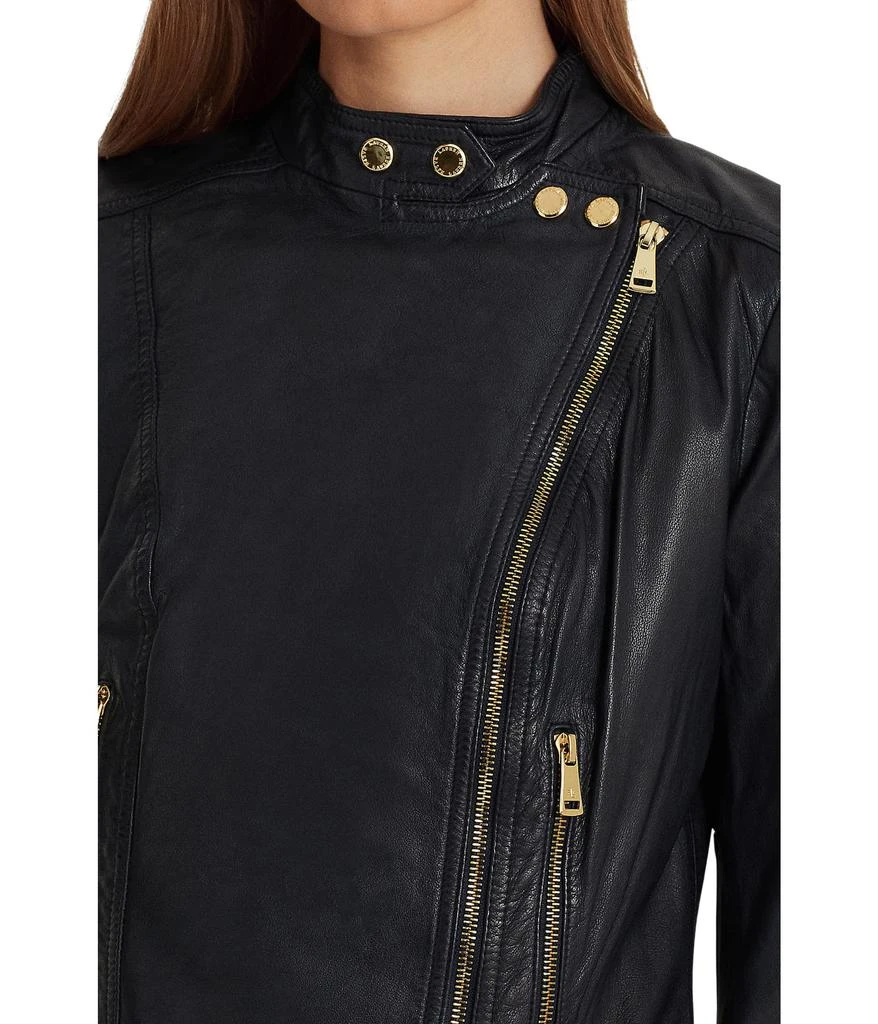 Lauren Ralph Lauren Tumbled Leather Moto Jacket 3