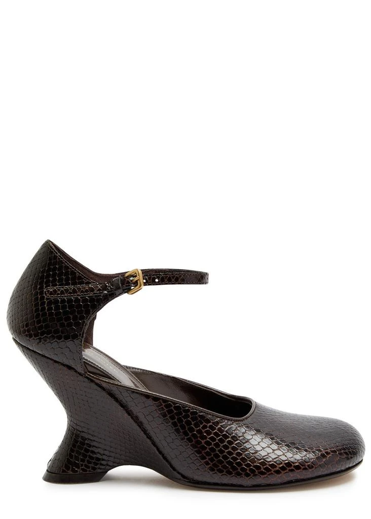 Dries Van Noten Python-effect leather wedge pumps 1