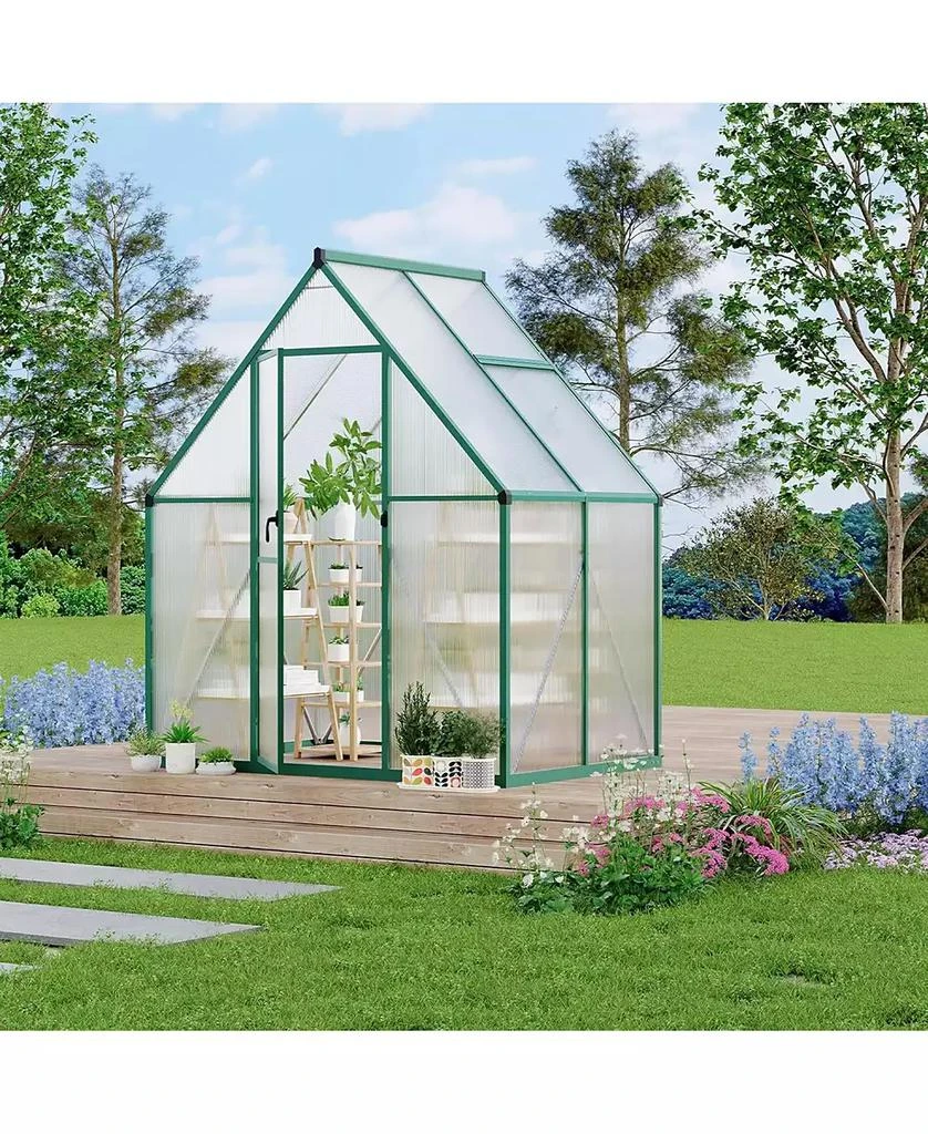 gaomon 6'X4' Aluminum-Framed Polycarbonate Greenhouse, Heavy Duty Polycarbonate Greenhouse with Quick Setup Structure and Roof Vent
