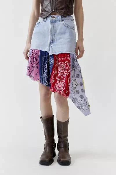 Urban Renewal Urban Renewal Remade Denim Bandana Hem Midi Skirt 1