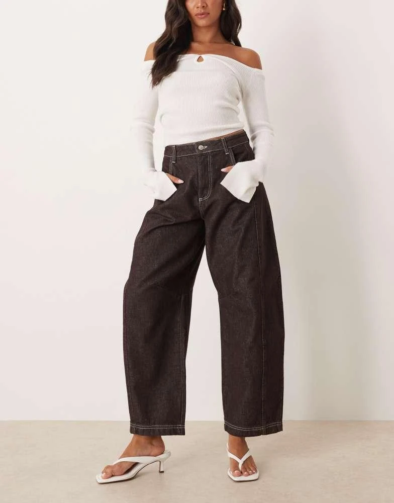 ASOS ASOS DESIGN cropped barrel leg jean in dark brown 1