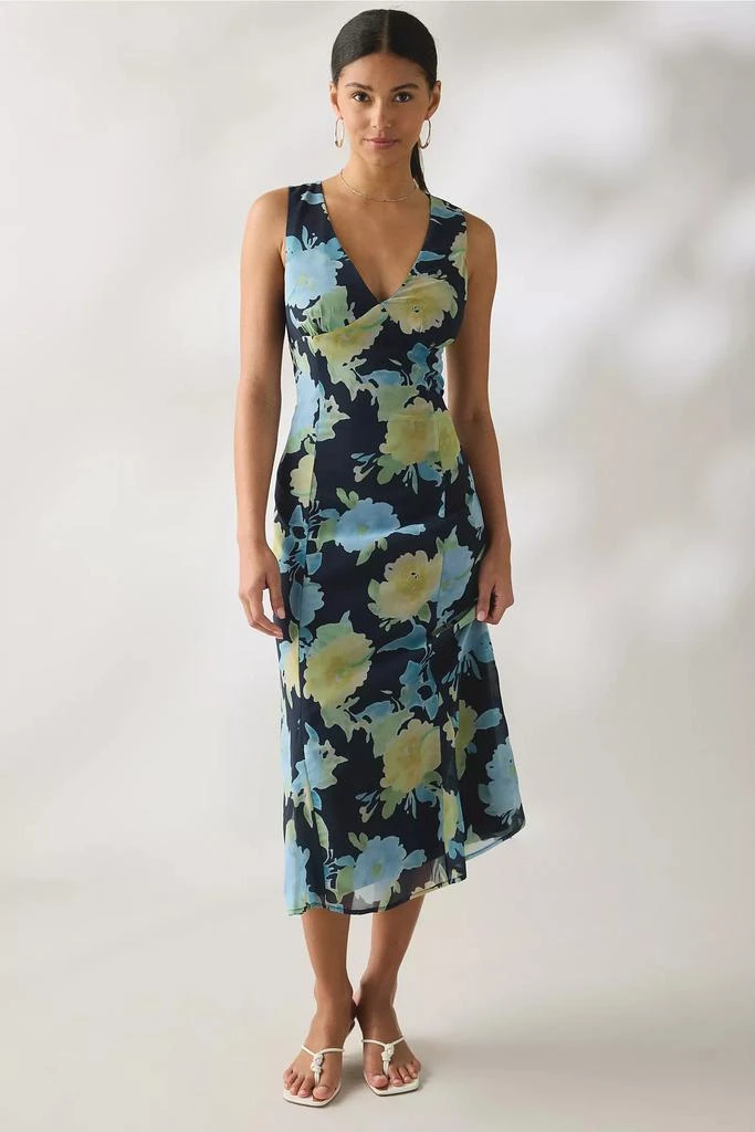 Motel Motel Olydia Plunging V-Neck Slip Midi Dress
