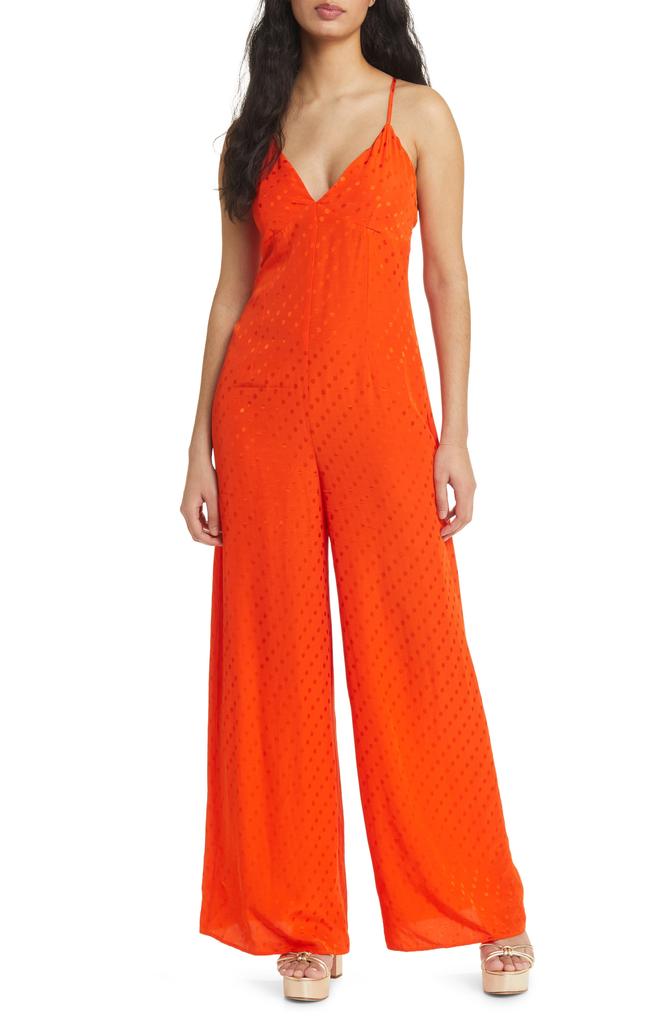 Topshop Jacquard Sleeveless Wide Leg Jumpsuit