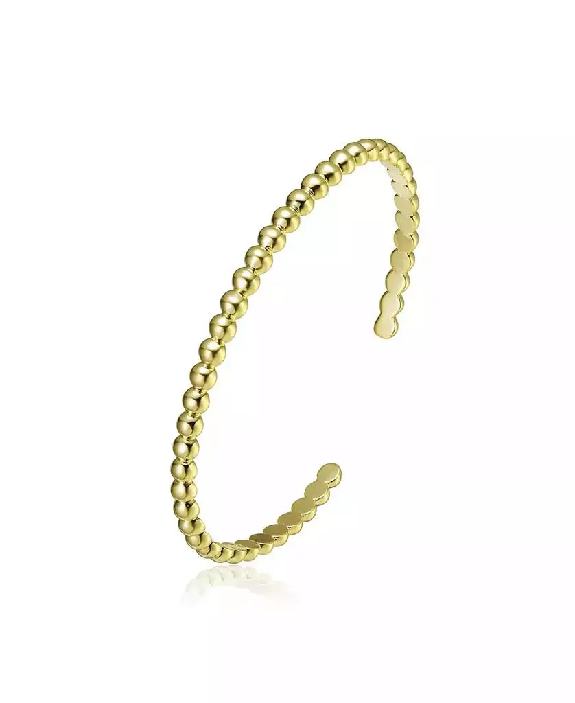 Rachel Glauber Classy 14K Gold Plated Beaded Look Cuff Bracelet