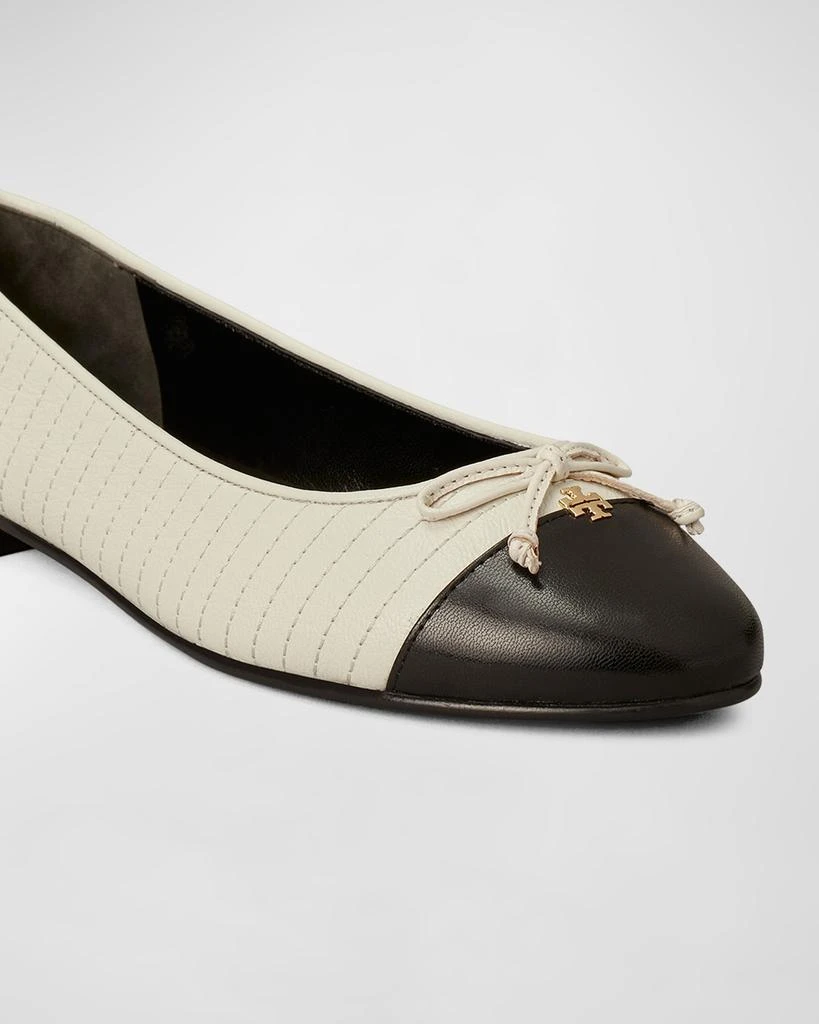 Tory Burch Quilted Bicolor Bow Ballerina Flats 4
