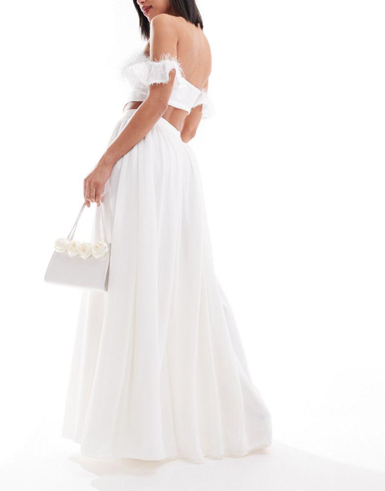 Y.A.S. YAS Bridal tuelle maxi skirt in white - WHITE