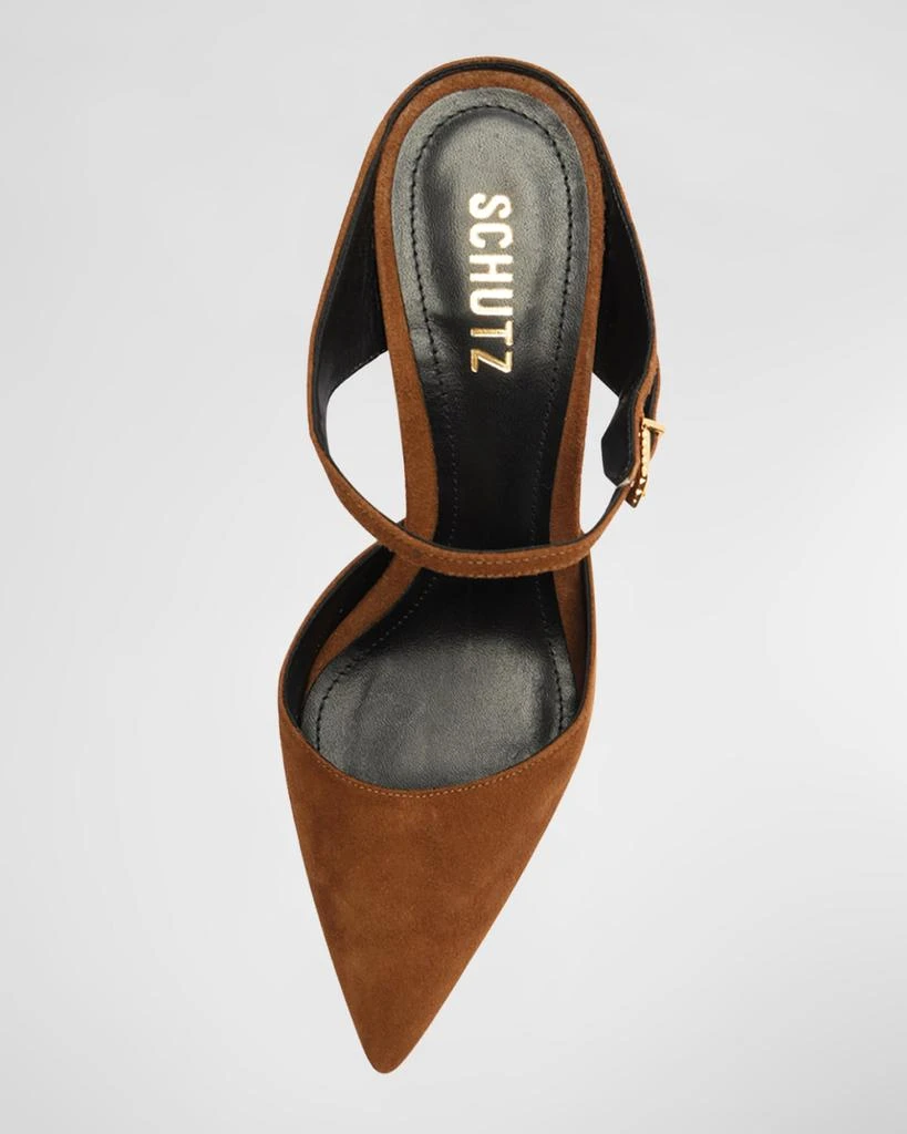 Schutz Laura Suede Buckle Mule Pumps 4