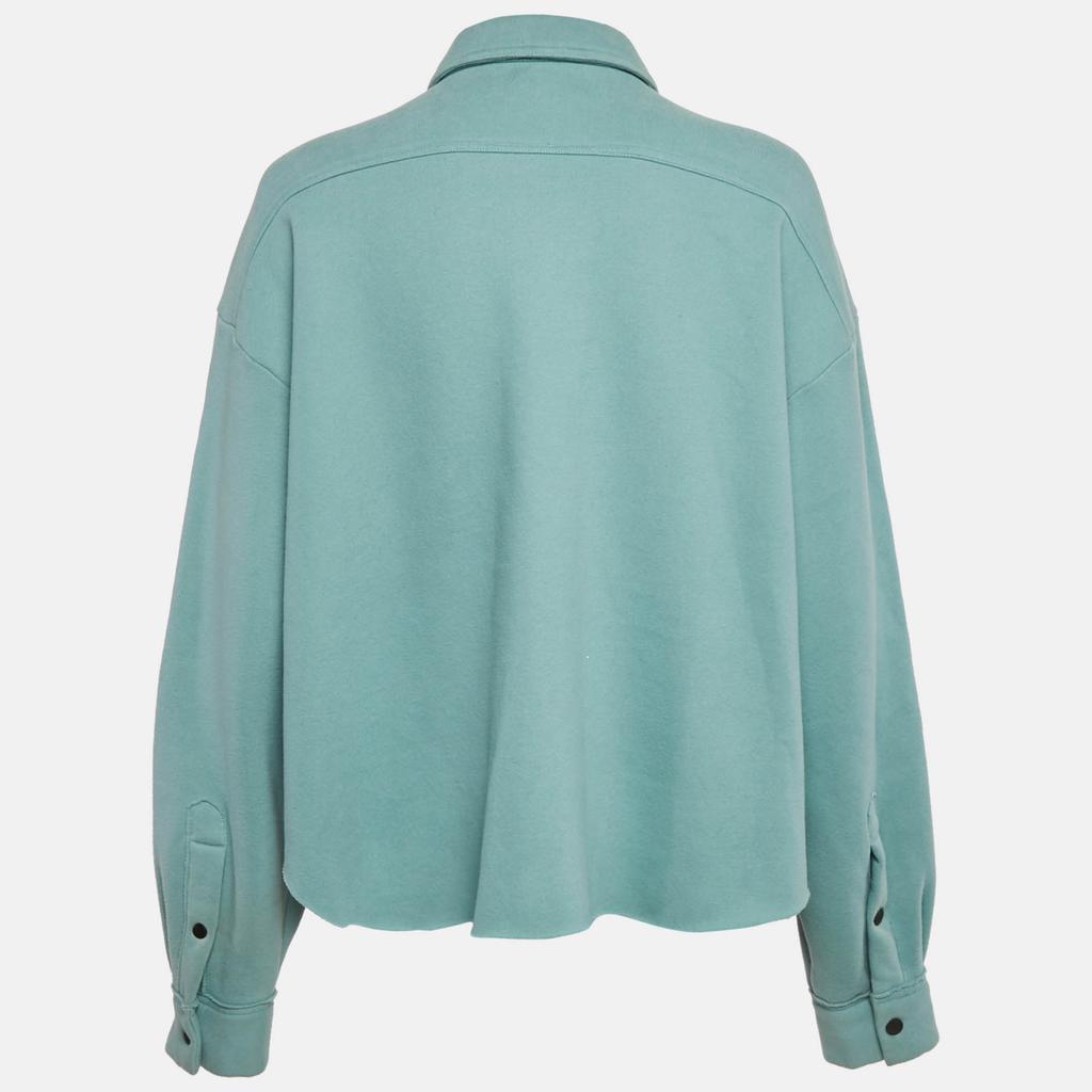 Natasha Zinko Natasha Zinko Blue Cotton Blend Knit Button Front Jacket S