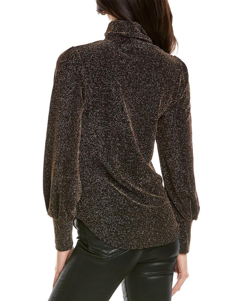 Joan Vass Puff Sleeve Lurex Top