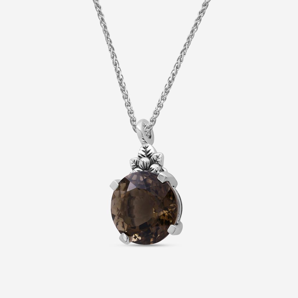 Stephen Dweck Stephen Dweck Streling Silver, Smokey Quartz Top Faceted Cone Pendant SDP-14083