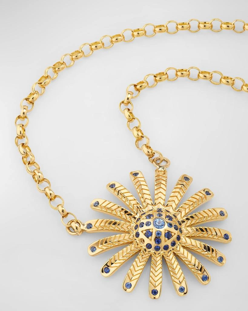 Harwell Godfrey 18K Mini Sunflower Pendant Necklace with Blue Sapphires 3