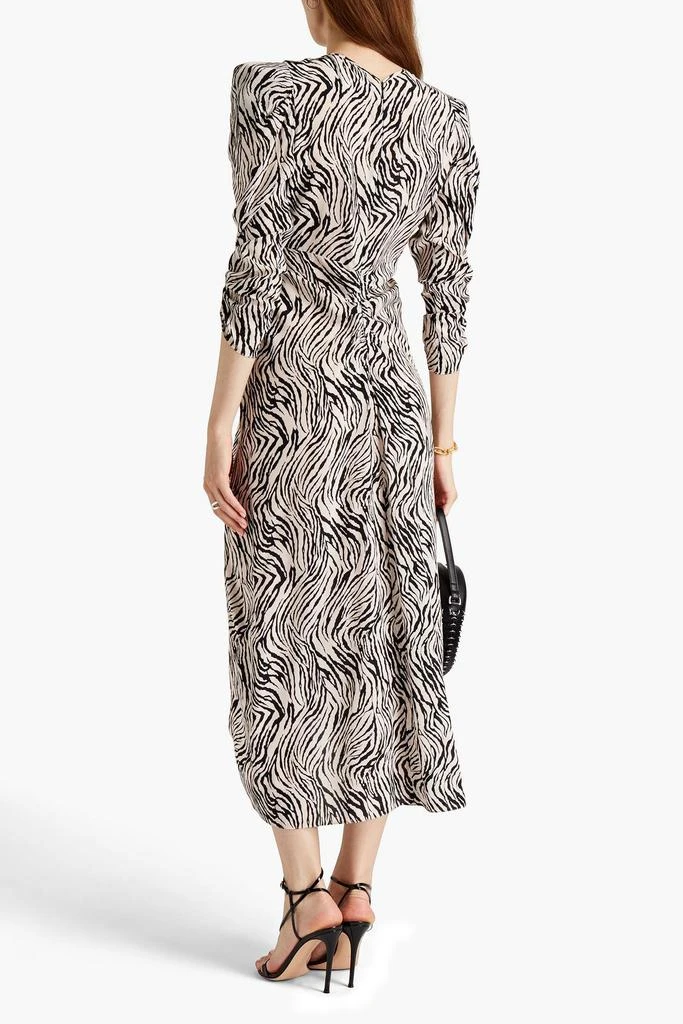 Isabel Marant Albi ruched zebra-print silk-blend crepe midi dress 3