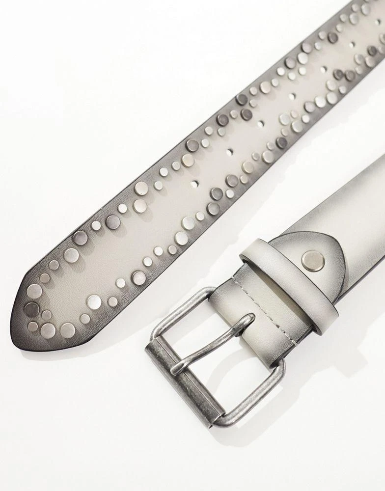 ASOS ASOS DESIGN belt with stud detail in cream 3