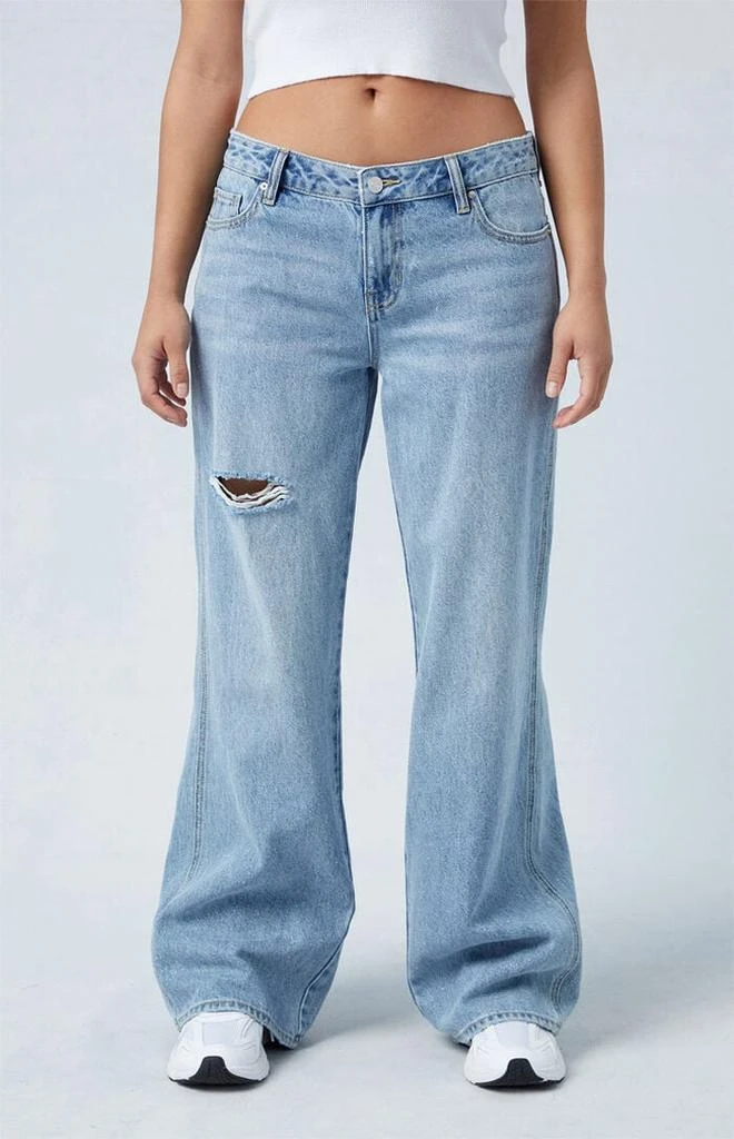 PacSun Eco Light Indigo Glitter Low Rise Baggy Jeans 1