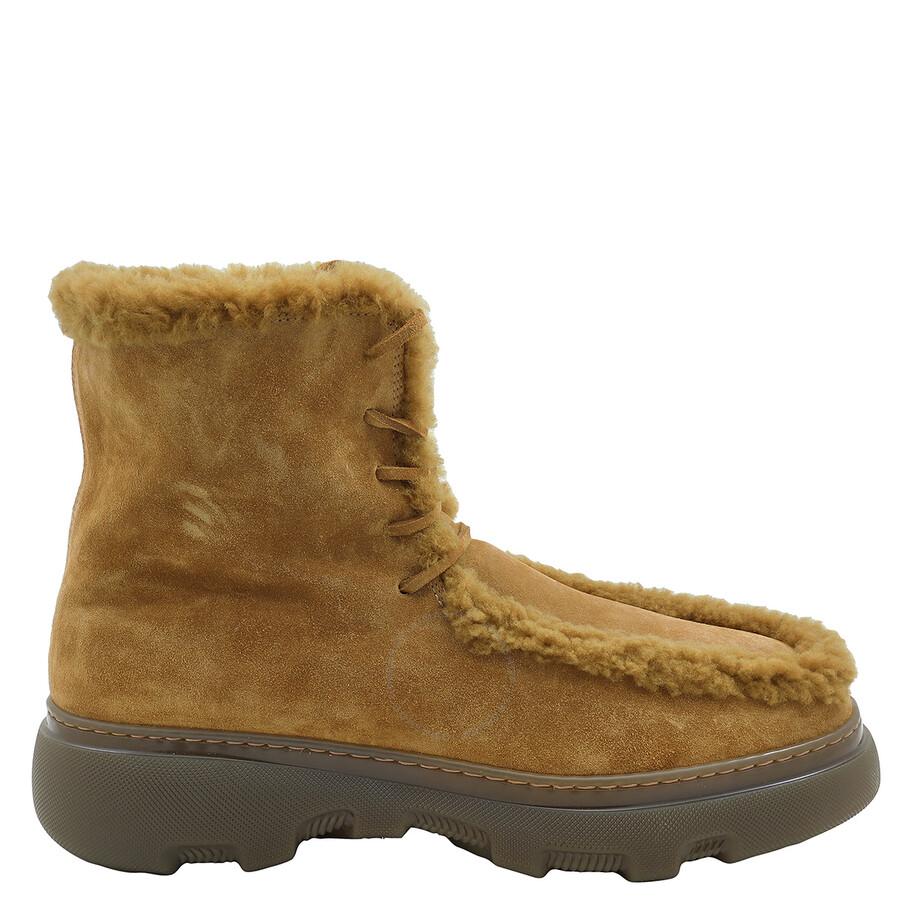 Burberry Shearling-Trim Suede Creeper Boots