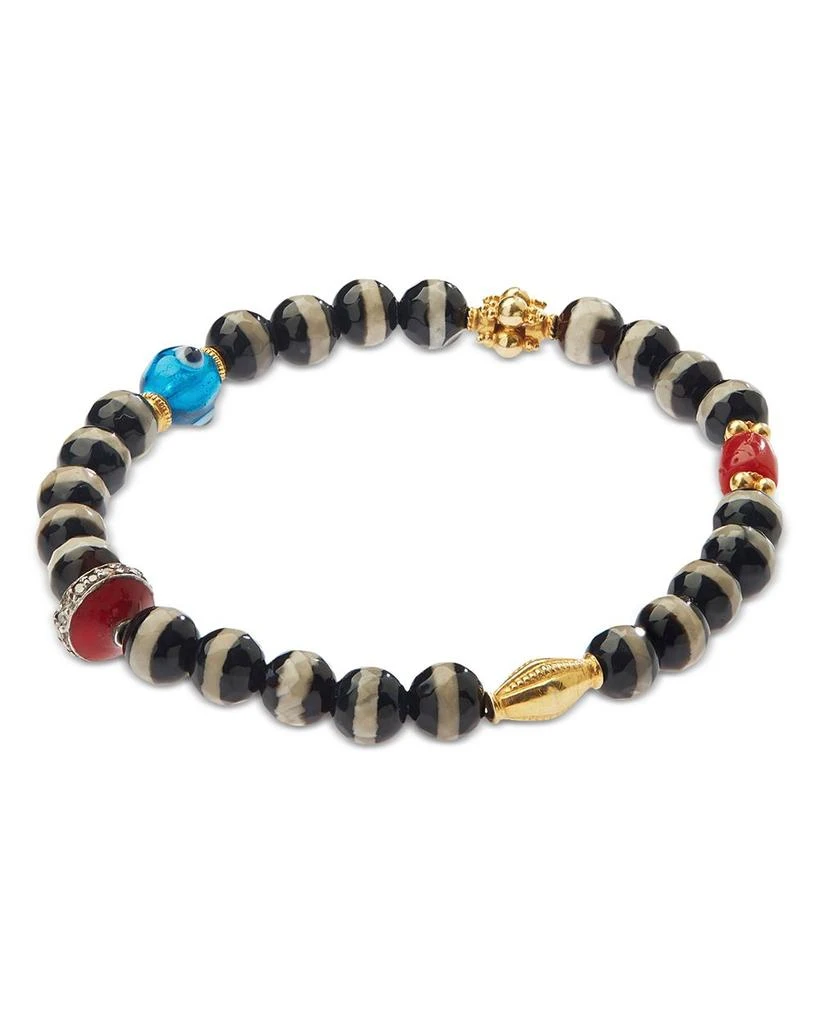 Ileana Makri Multi Stone 
Gray Diamond Striped Bead Stretch Bracelet in 18K Yellow Gold 
Sterling Silver 2