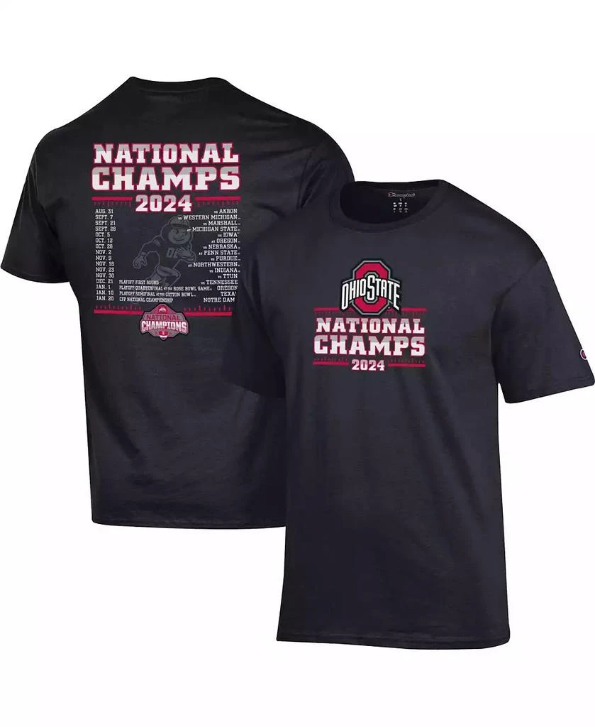 CHAMPION Men's Black Ohio State Buckeyes College Football Playoff 2024 National Champions Schedule T-Shirt 1
