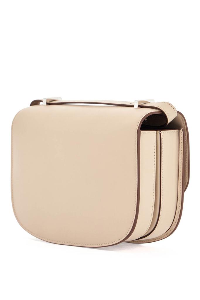 SAVETTE round shoulder bag 22 in bone calfskin with adjustable strap