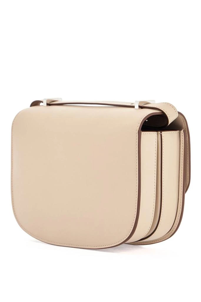 SAVETTE round shoulder bag 22 in bone calfskin with adjustable strap 2
