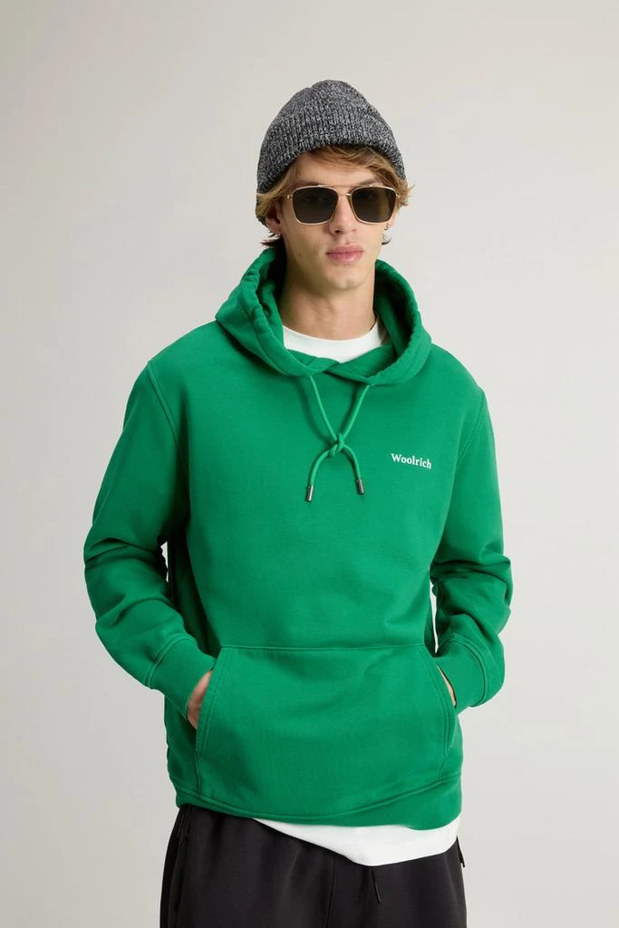 Woolrich Pure Cotton Hoodie with Back Print - Men - Green 4
