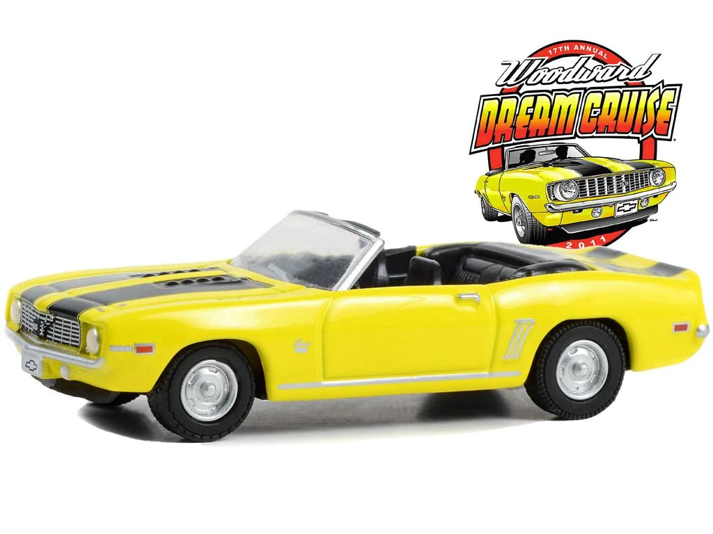 Greenlight 1969 Chevrolet Camaro SS Convertible Yellow with Black Stripes "17th Annual Woodward Dream Cruise Featured Heritage Vehicle" (2011) "Woodward Dream Cruise" Series 1 1/64 Diecast Model Car by 1