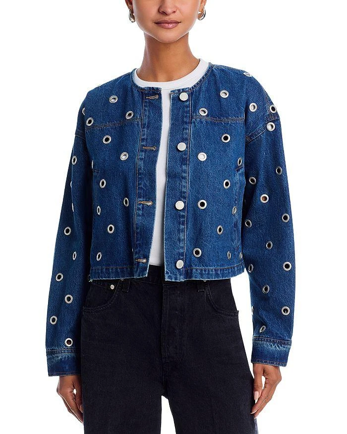Blank NYC Denim Eyelet Collarless Jacket 1