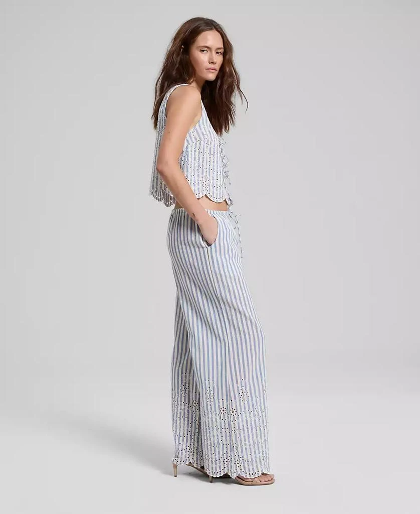 And Now This Women
s Striped Eyelet Wide-Leg Pants, Macy
s Exclusive 2