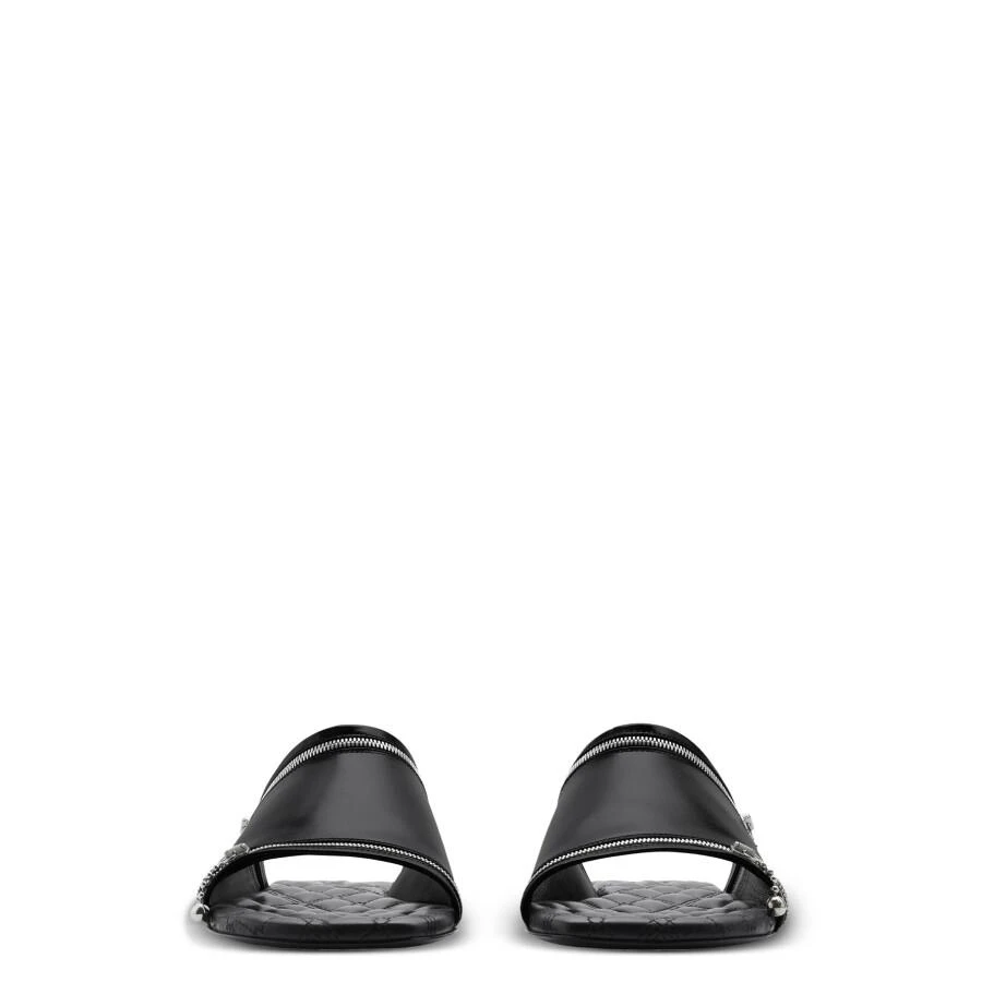 Burberry Decorative-Zip Flat Leather Sandals 2