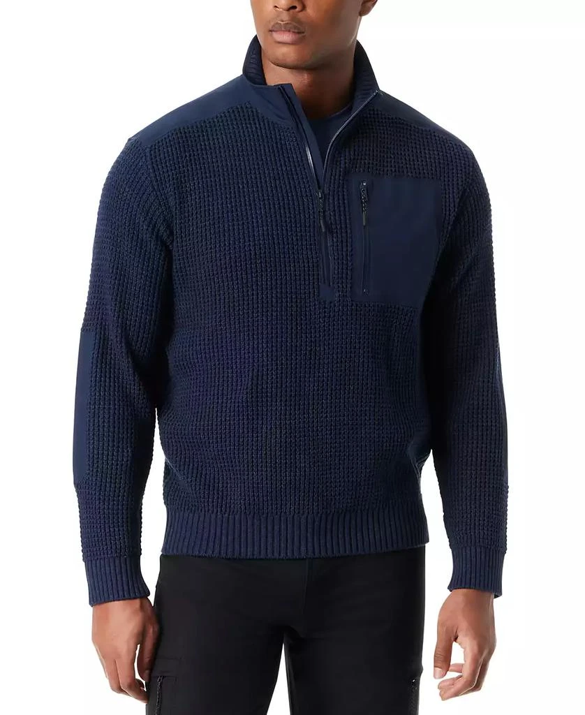 BASS OUTDOOR Men
s Quarter-Zip Long Sleeve Pullover Patch Sweater 1