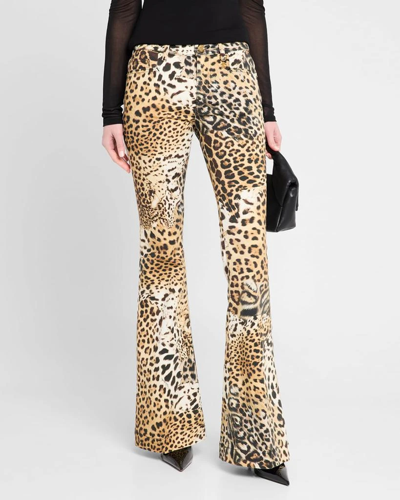 Roberto Cavalli Mid-Rise Jaguar-Print Flare Jeans 4