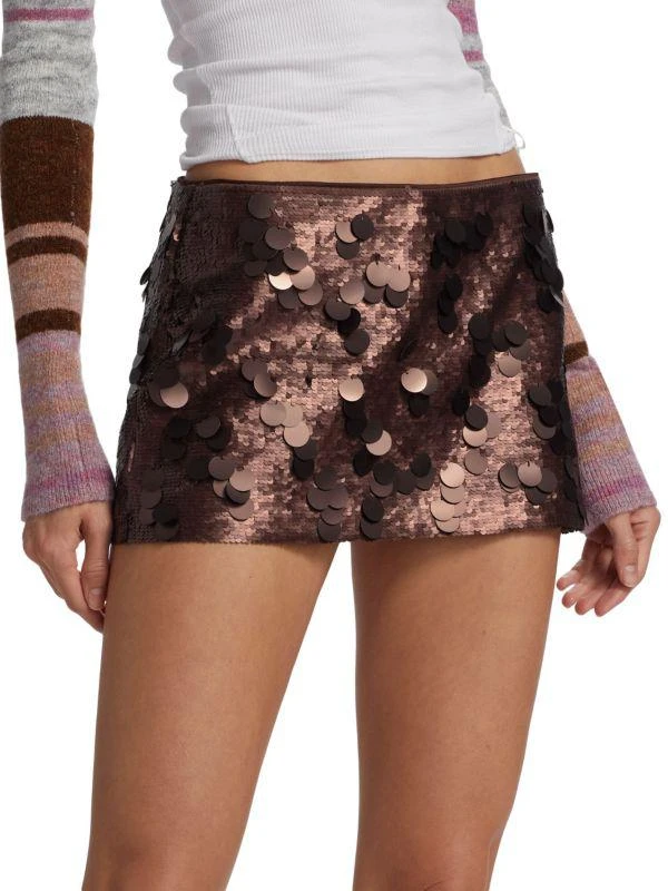 Guizio Low-Rise Paillette Mini Skirt 3
